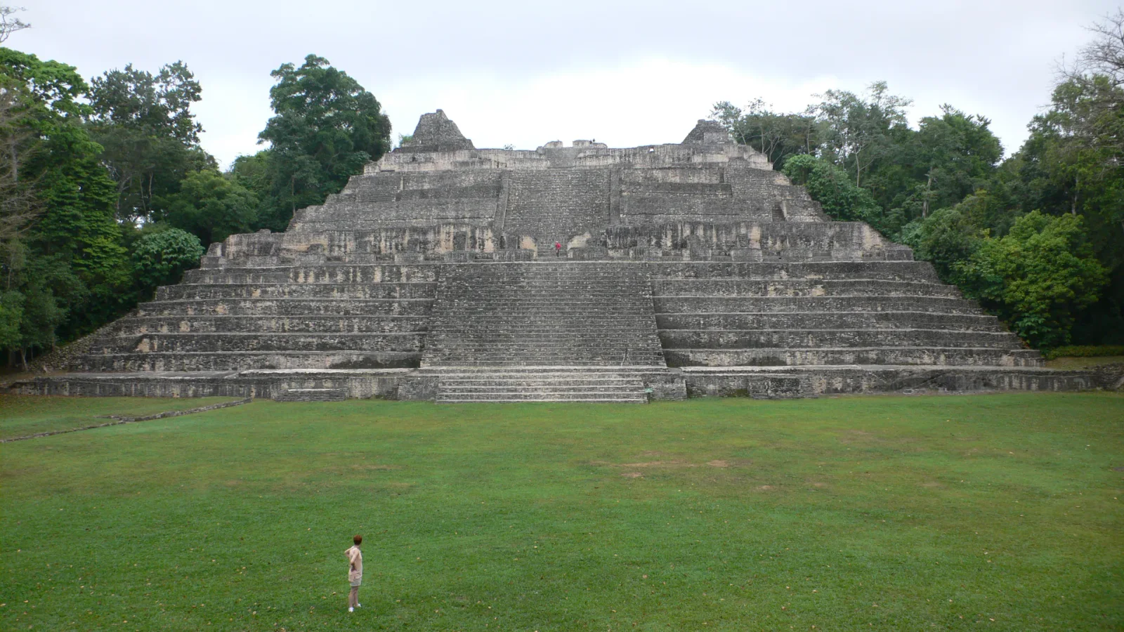  Wide frontal view of Caana rising above the main plaza at Caracol, Belize.